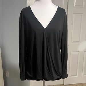 Banana Republic Black Draped V-Neck Blouse